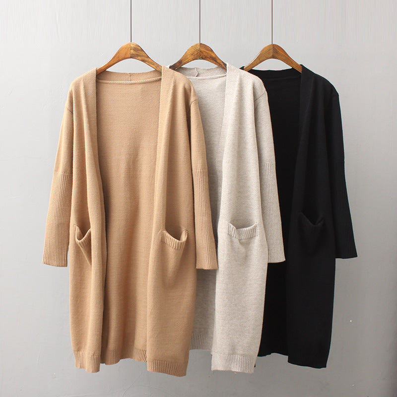 Damen Grobstrick Cardigan Lässig Mit Taschen Norvielle