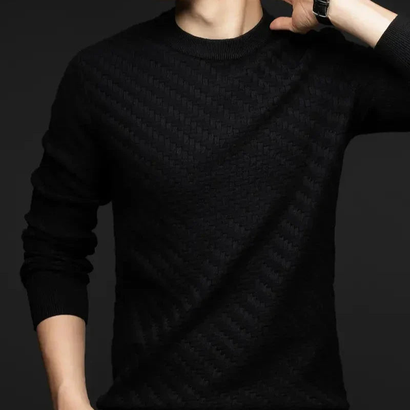 Damen Pullover Rundhals Strukturmuster