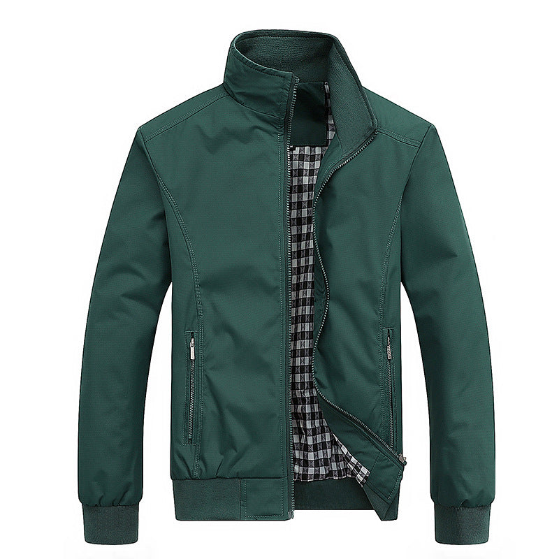Leichte Übergangsjacke Stehkragen Freizeitjacke Outdoor Schwarz - Norvielle