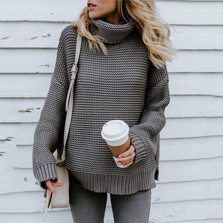 Damen Rollkragenpullover Strukturierter Kuschelstoff Beige