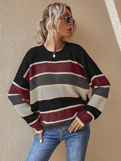 Serenelle Damen Oversize-Pullover Strick Weich Grau