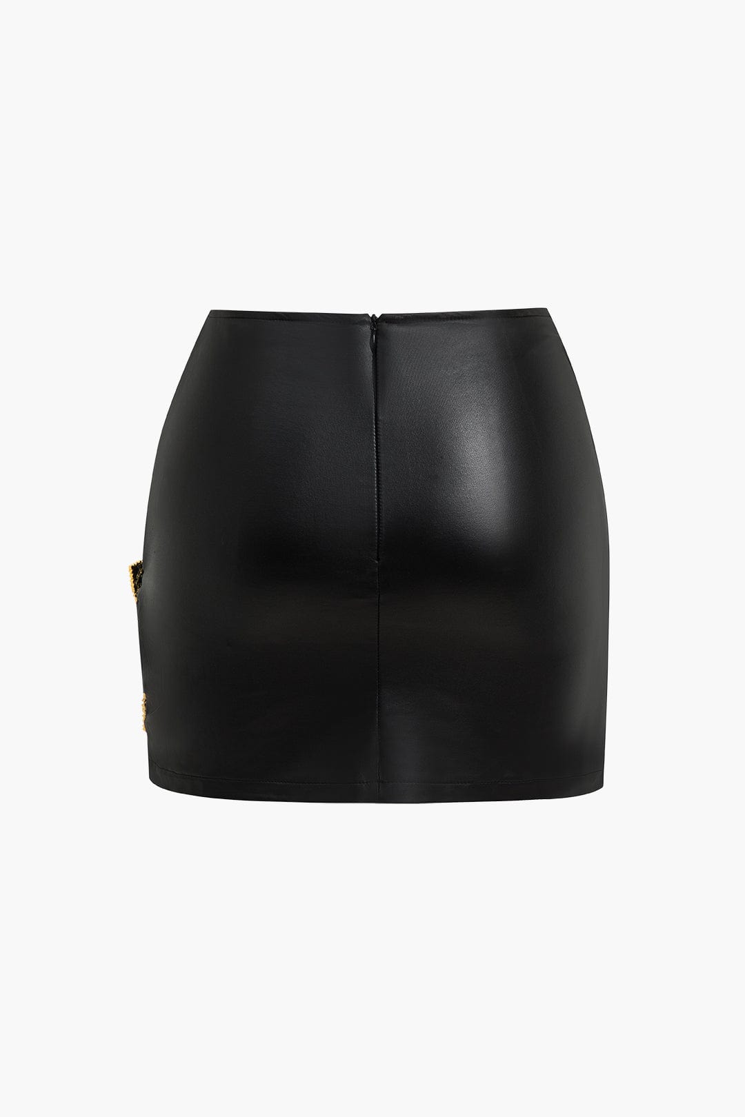 Kunstleder Minirock Damen Asymmetrisch Gold