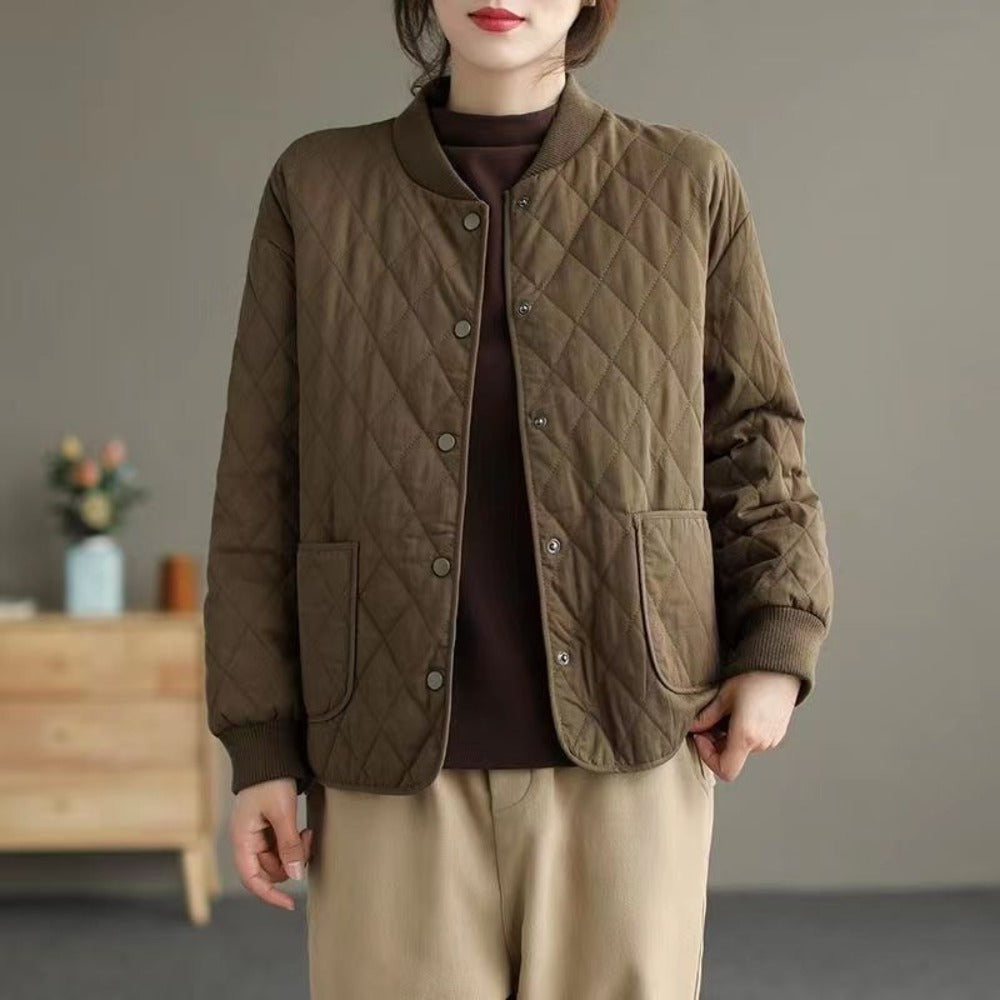 Damen Steppjacke Knopfleiste Taschen Noemi