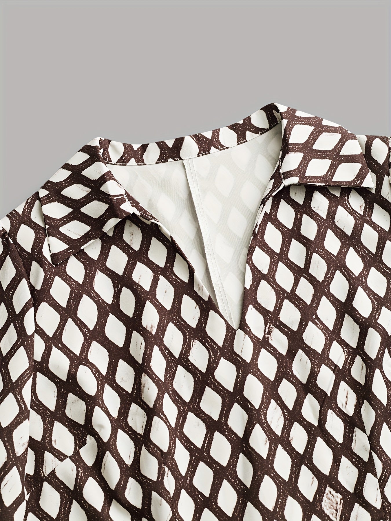 Damen Robe Rautenmuster Tailliert Elegante