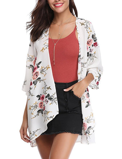 Damen Kimono-Cardigan Blumenmuster Norvielle