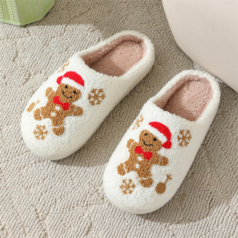 Weihnachtliche Damen Hausschuhe Warmes Plüsch Schneeflocken Design