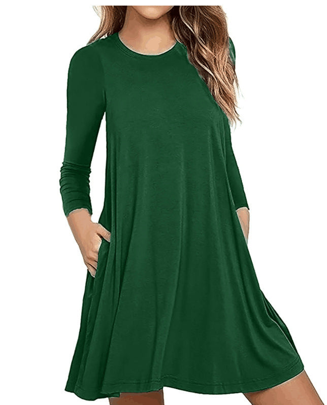 Damen Freizeitkleid Rundhals mit Taschen Norvielle