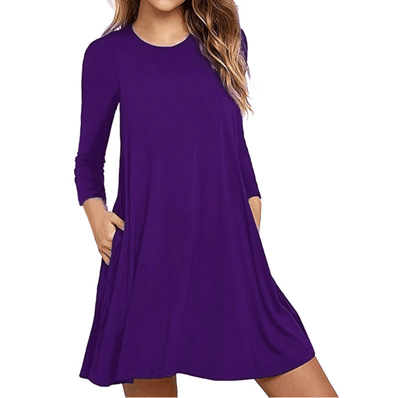 Damen Freizeitkleid Rundhals mit Taschen Norvielle