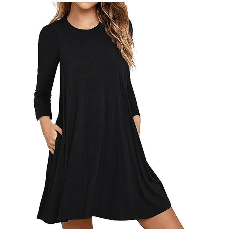 Damen Freizeitkleid Rundhals mit Taschen Norvielle