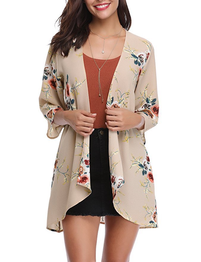 Damen Kimono-Cardigan Blumenmuster Norvielle