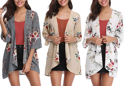 Damen Kimono-Cardigan Blumenmuster Norvielle - Norvielle
