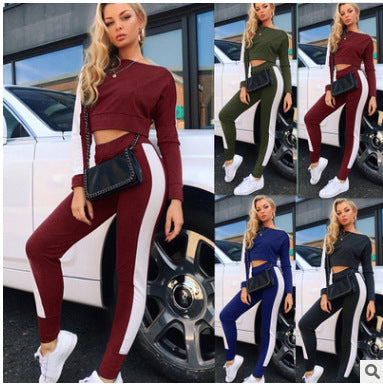 Damen Sportliches Freizeit-Set Crop- und Hose - Norvielle