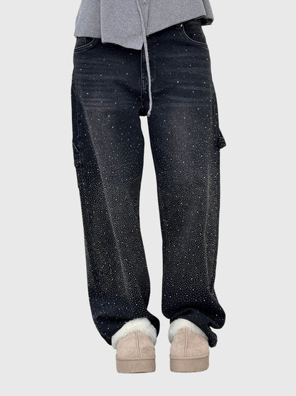 Damen Glänzende Diamant Jeanshose