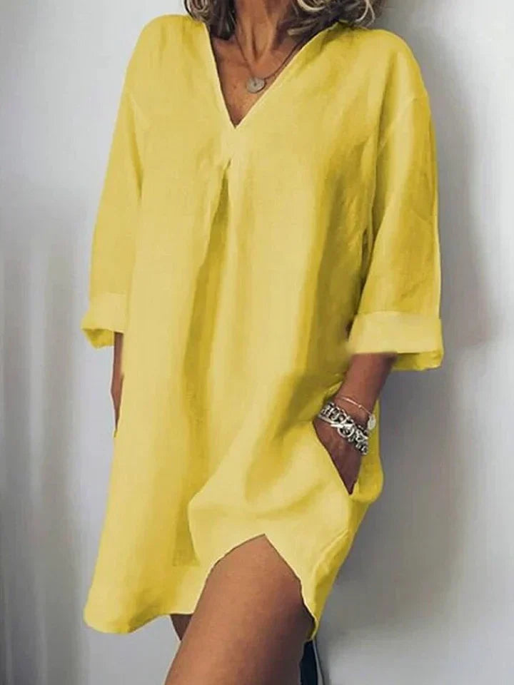 Norvielle Damenkleid V-Ausschnitt Halbe Ärmel