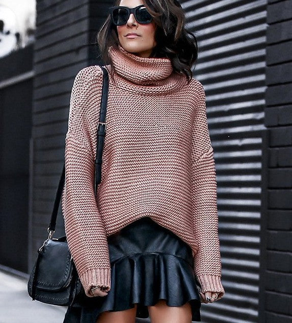Damen Strickpullover Bequem Hochkragen Struktur Norvielle