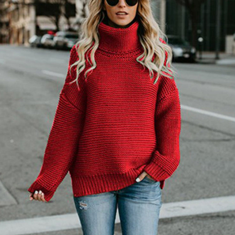 Damen Strickpullover Bequem Hochkragen Struktur Norvielle