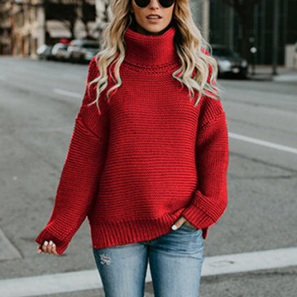 Damen Strickpullover Bequem Hochkragen Struktur Norvielle
