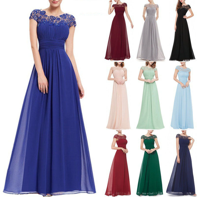 Damen Abendkleid Spitzenoberteil Raffter Rock Norvielle - Norvielle