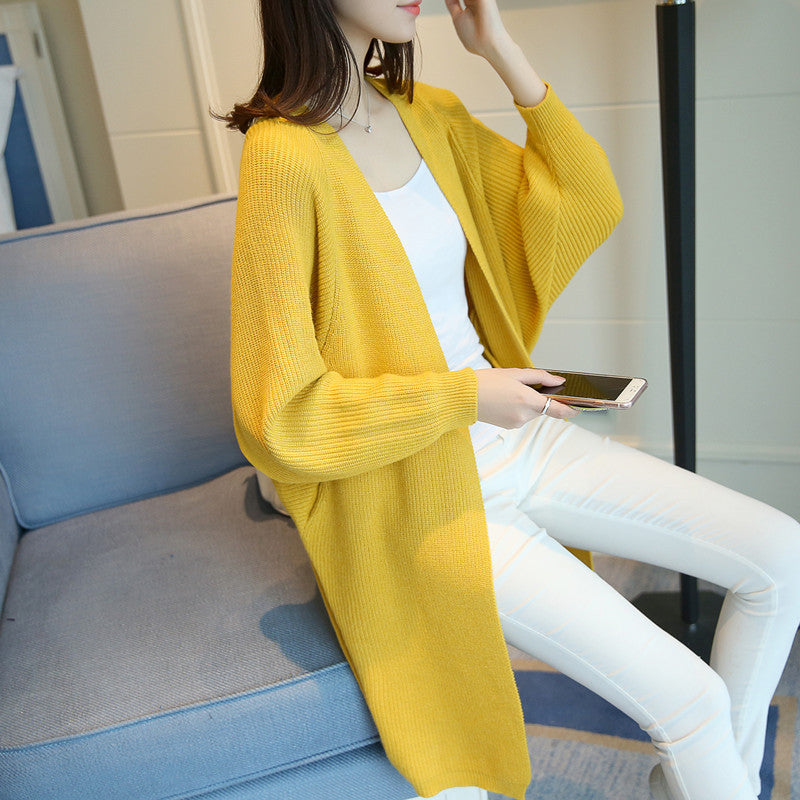 Damen Longcardigan Offene Front Feines Strickmuster Beige