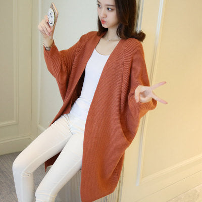 Damen Longcardigan Offene Front Feines Strickmuster Beige