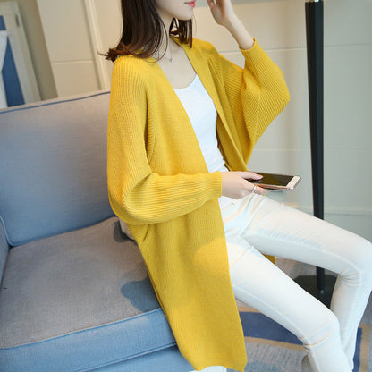 Damen Longcardigan Offene Front Feines Strickmuster Beige