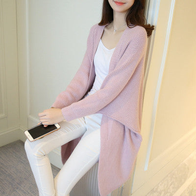 Damen Longcardigan Offene Front Feines Strickmuster Beige