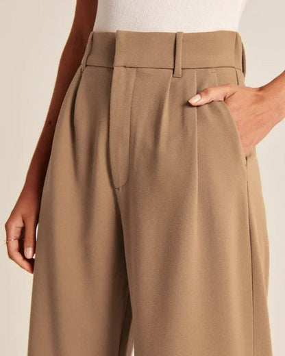 Damen Pantalon Weite Beine Hohe Taille