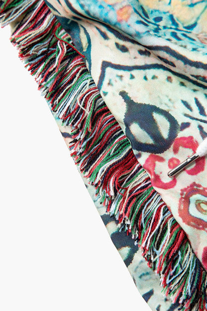 Damen Zweiteiler-Set Boho-Print Fransen