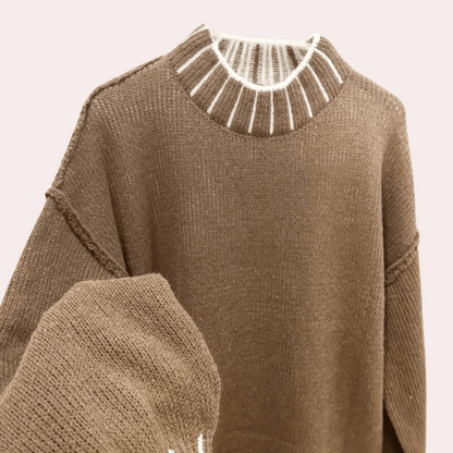 Damen Oversized Rollkragen Strickpullover Weich