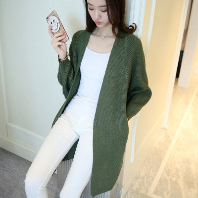 Damen Longcardigan Offene Front Feines Strickmuster Beige