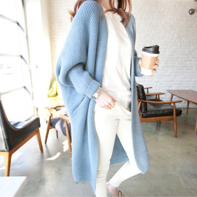 Damen Longcardigan Offene Front Feines Strickmuster Beige