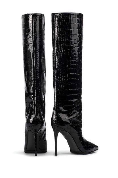 Damen Krokodilleder Stiefel Stiletto Absatz