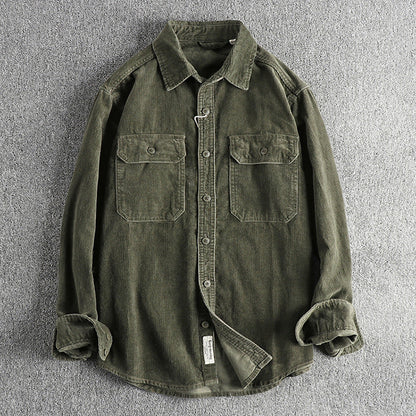 Herren Corduroy Hemd Baumwolle Retro Style Locker Sitz - Norvielle