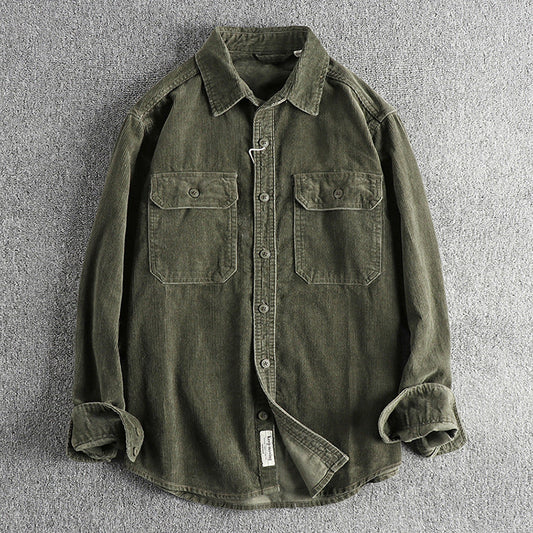 Herren Corduroy Hemd Baumwolle Retro Style Locker Sitz - Norvielle