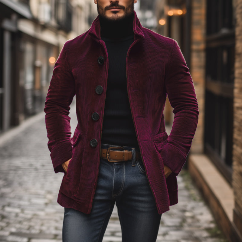 Herren Samtjacke Stehkragen Elegant