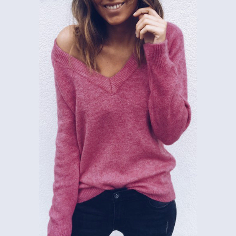 Damen Pullover V-Ausschnitt Lässiger Schnitt Norvielle