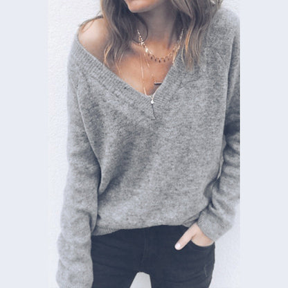 Damen Pullover V-Ausschnitt Lässiger Schnitt Norvielle