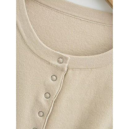 Damen Strickjacke Langärmlig Knopfleiste Beige