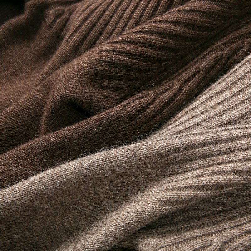 Damen Strickpullover Rippstruktur Hochkragen Norvielle