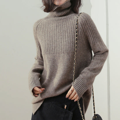 Damen Strickpullover Rippstruktur Hochkragen Norvielle - Norvielle