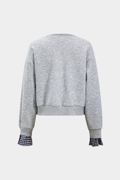 Damen Zweiteiliges Sweat-Set Kariert Grau