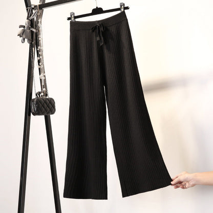 Damen Rippstrickhose Bequem Taillenzug Norvielle