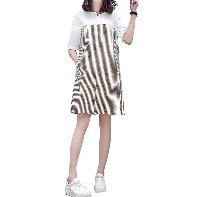 Damen Hemdkleid Gestreift Kurzärmelig Norvielle