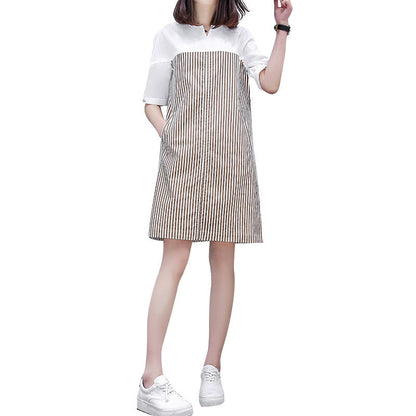 Damen Hemdkleid Gestreift Kurzärmelig Norvielle
