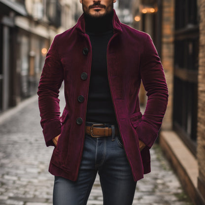 Damen Winterjacke Stehkragen Kurzmantel Einreihig Knöpfe