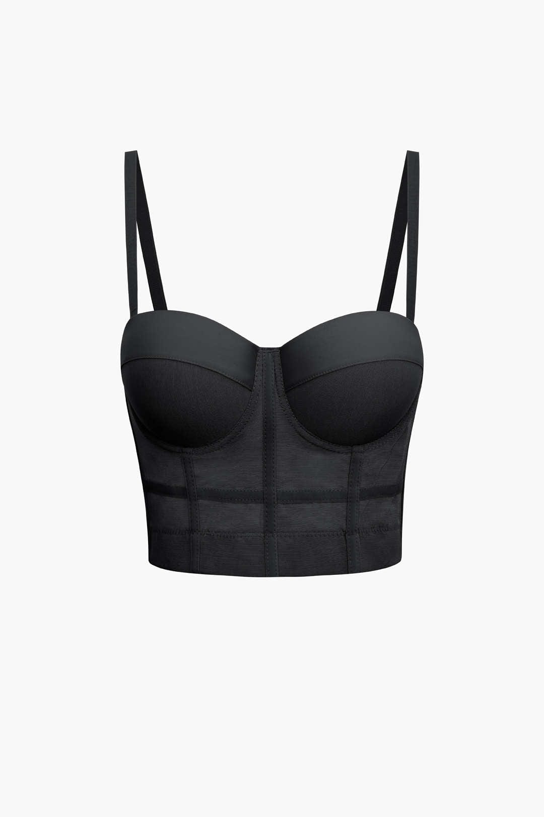 Damen Bustier- Figurbetonter Bügel-BH transparentes Mesh