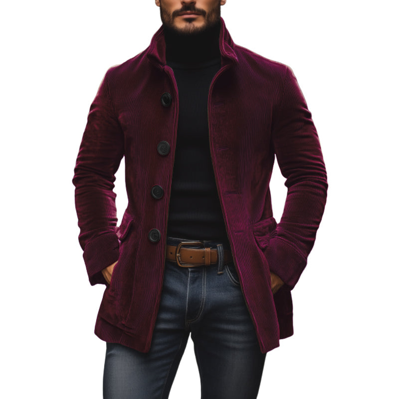 Damen Winterjacke Stehkragen Kurzmantel Einreihig Knöpfe