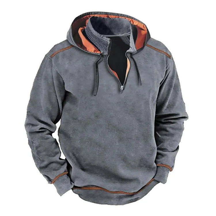 Herren Hoodie Reißverschluss Kragen Relaxed Fit