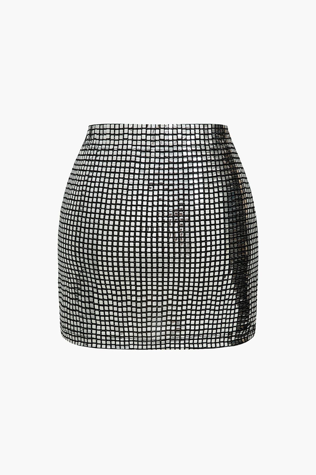 Damen Minirock Funkelndes Netz-Design