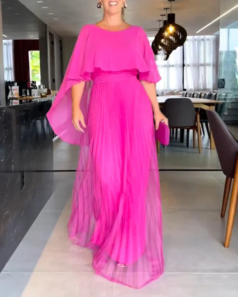Damen Bodenlanges Abendkleid mit Capeärmeln